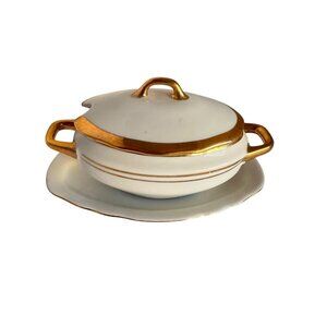 VTG Porcelaine EMPIRE Tureen Miniature Sauce Bowl 5.75"L x 3.5"W x 3"H Japan